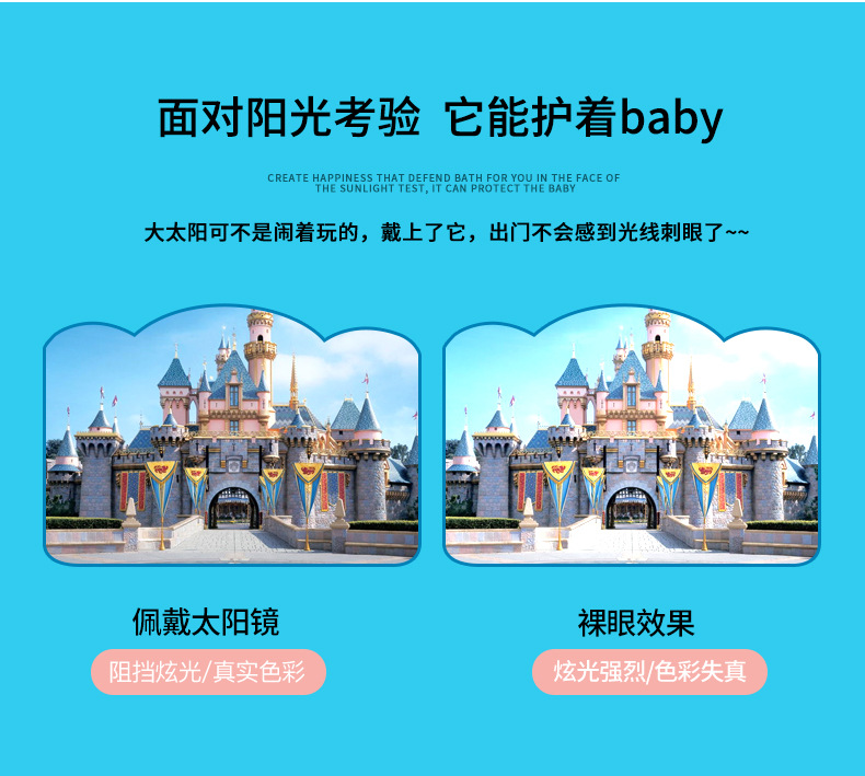 2023新款方框儿童太阳镜男女孩彩色多巴胺小孩墨镜防紫外线眼镜详情4