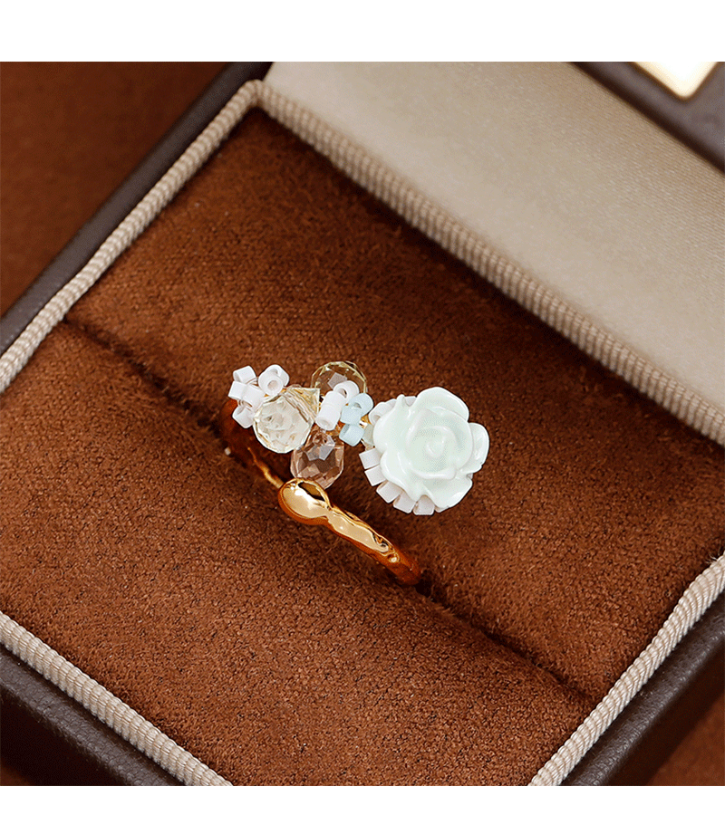 Forest-themed spring/Summer thin camellia open ring, a niche design with a sense of high-end luxury, a new 2026 ring pic 5