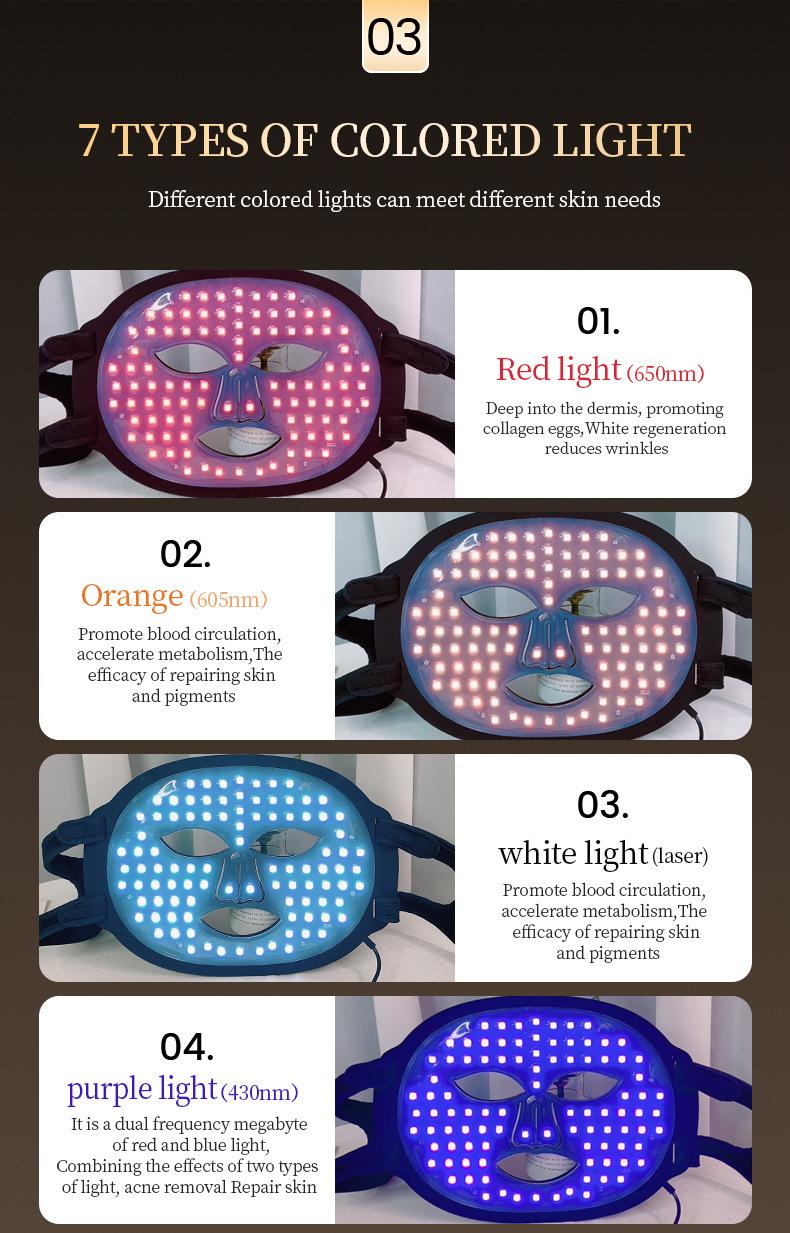 硅胶彩光光子面罩嫩肤仪脸部红蓝光美容面膜仪美容仪家用大排灯详情14