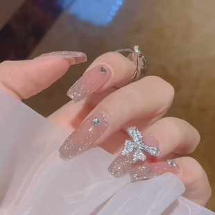 Wearable nail stickers, ballet nails, ice-transparent, shiny cloud nail plates, artificial nails, detachable finished nail pic 23