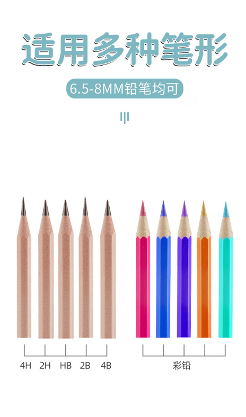 Double-hole plastic pencil sharpener with cover, square pencil sharpener, rotary pencil sharpener, transparent and logo printable, cross-border factory direct sales pic 4