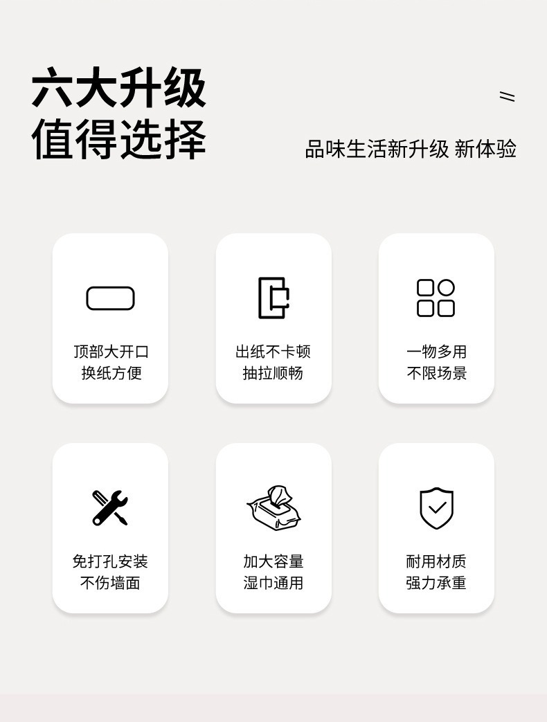 湿巾盒壁挂式纸巾盒免打孔洗脸巾收纳盒厕所卫生间浴室厨房抽纸盒详情2