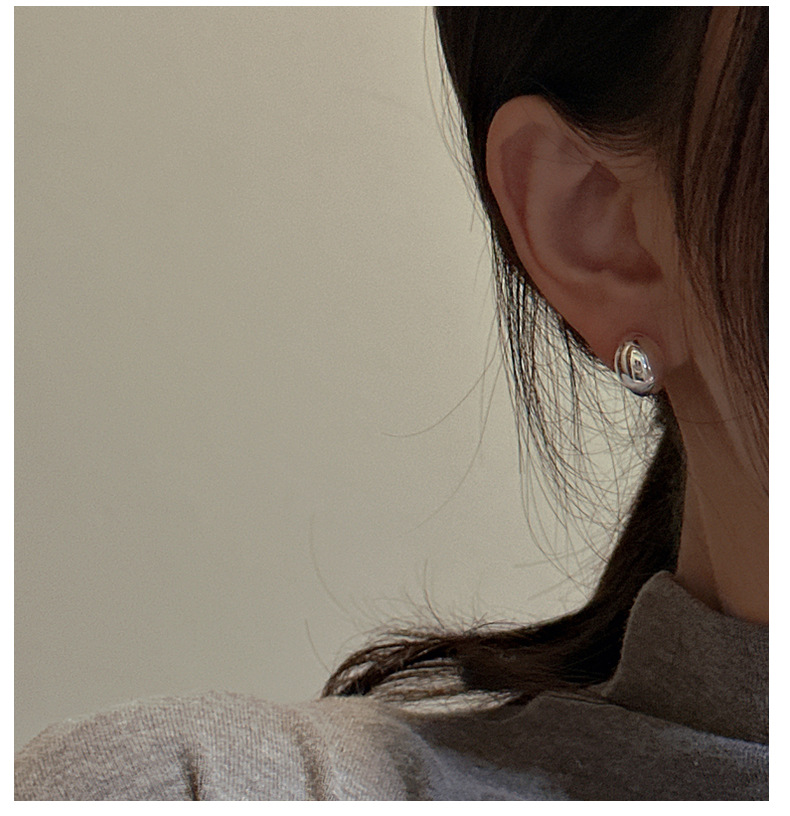 S925 sterling silver Korean version niche design style Bean earrings, Korean simple and fashionable commuter earrings wholesale pic 10