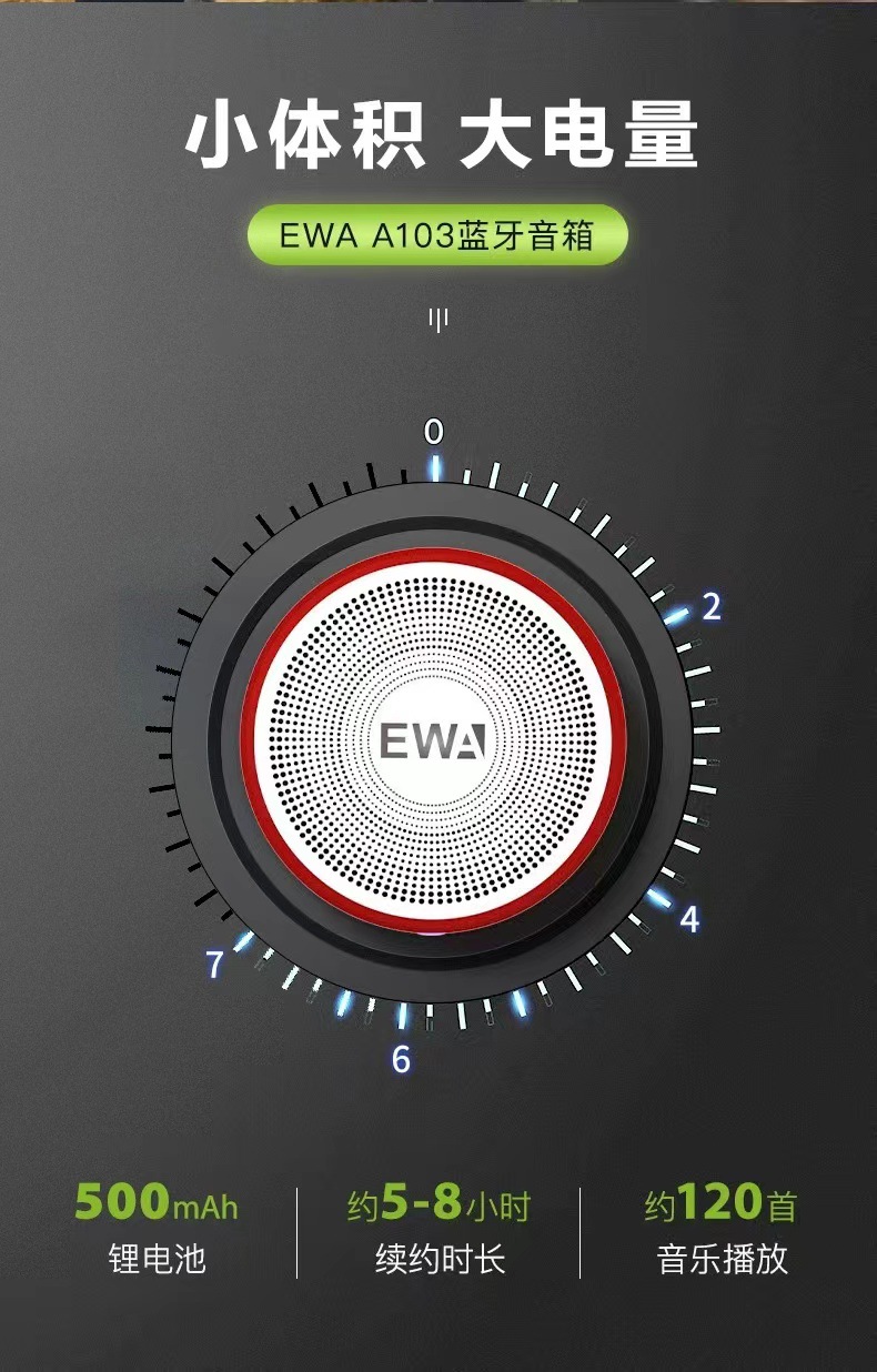 The newly upgraded Type-C interface EWA-A103 mini Bluetooth outdoor portable super low-frequency metal Bluetooth speaker pic 11