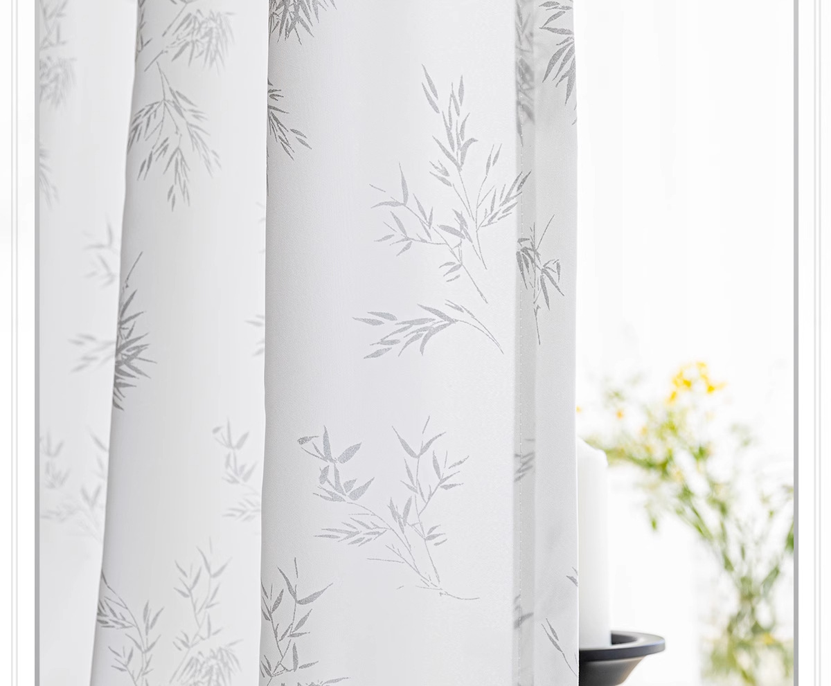 竹子新中式纱帘透光不透人窗帘阳台中式禅意古风窗纱隔热防晒印花详情2