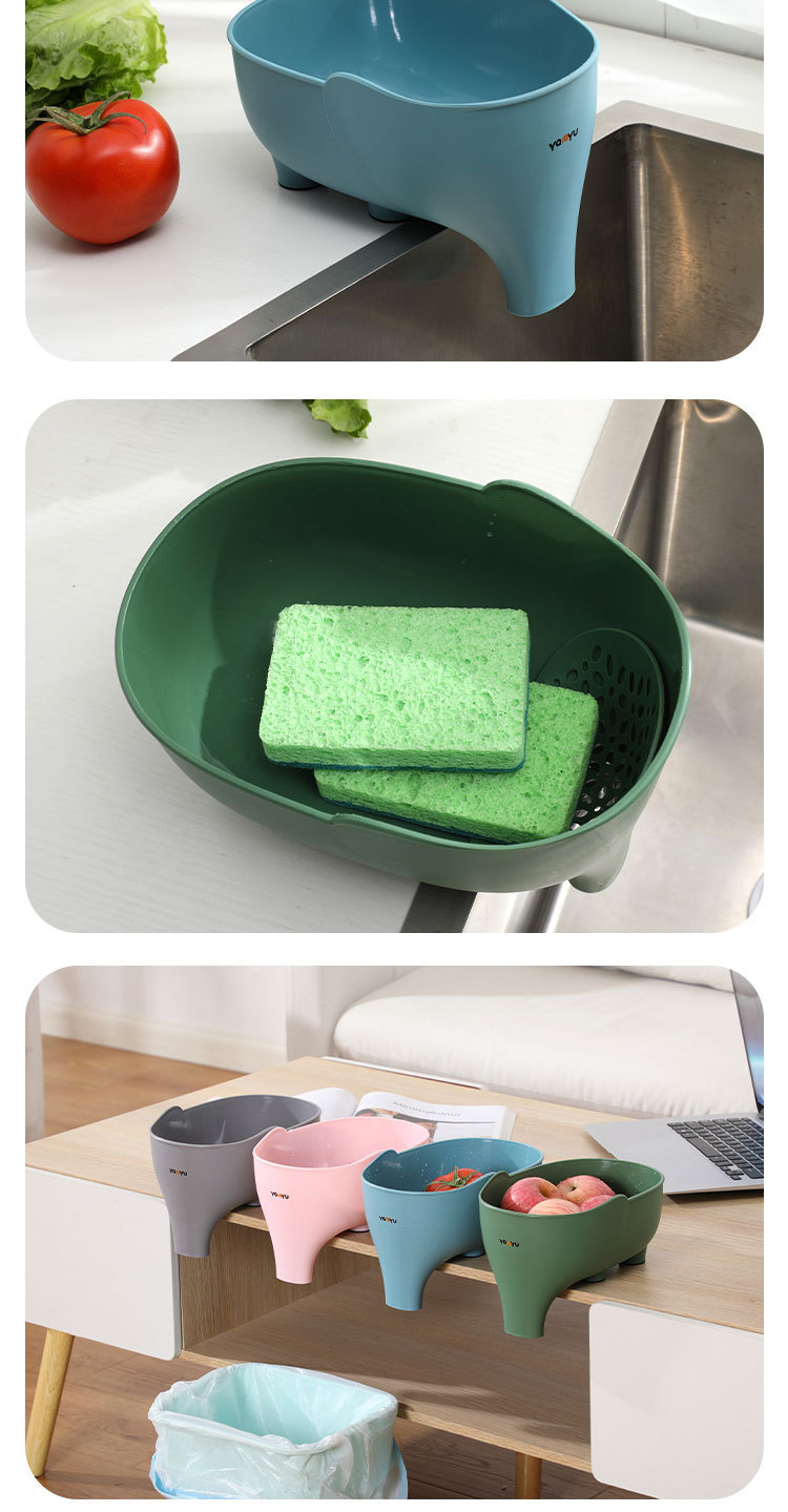 沥水篮家用厨房免打孔过滤洗菜篮多功能水果蔬菜篮大象沥水篮创意详情11