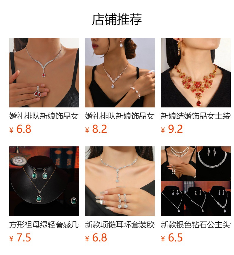 Nuevo producto explosiva novia europa y Estados Unidos cross-border jewelry wholesale/brilliant strass zircon angel tears drop collar ears pic 23