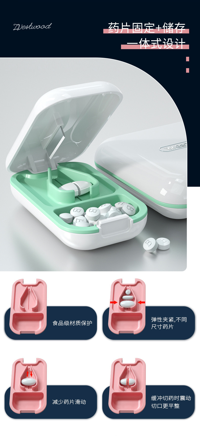 切药器药盒分装便携小号迷你日本随身药片研磨分割神器剪药分药器详情2