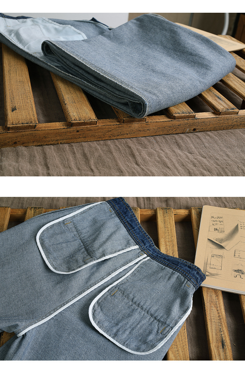 阔腿牛仔裤女高腰拖地重工洗水撞色直筒显腿长盖脚面宽松3025详情29