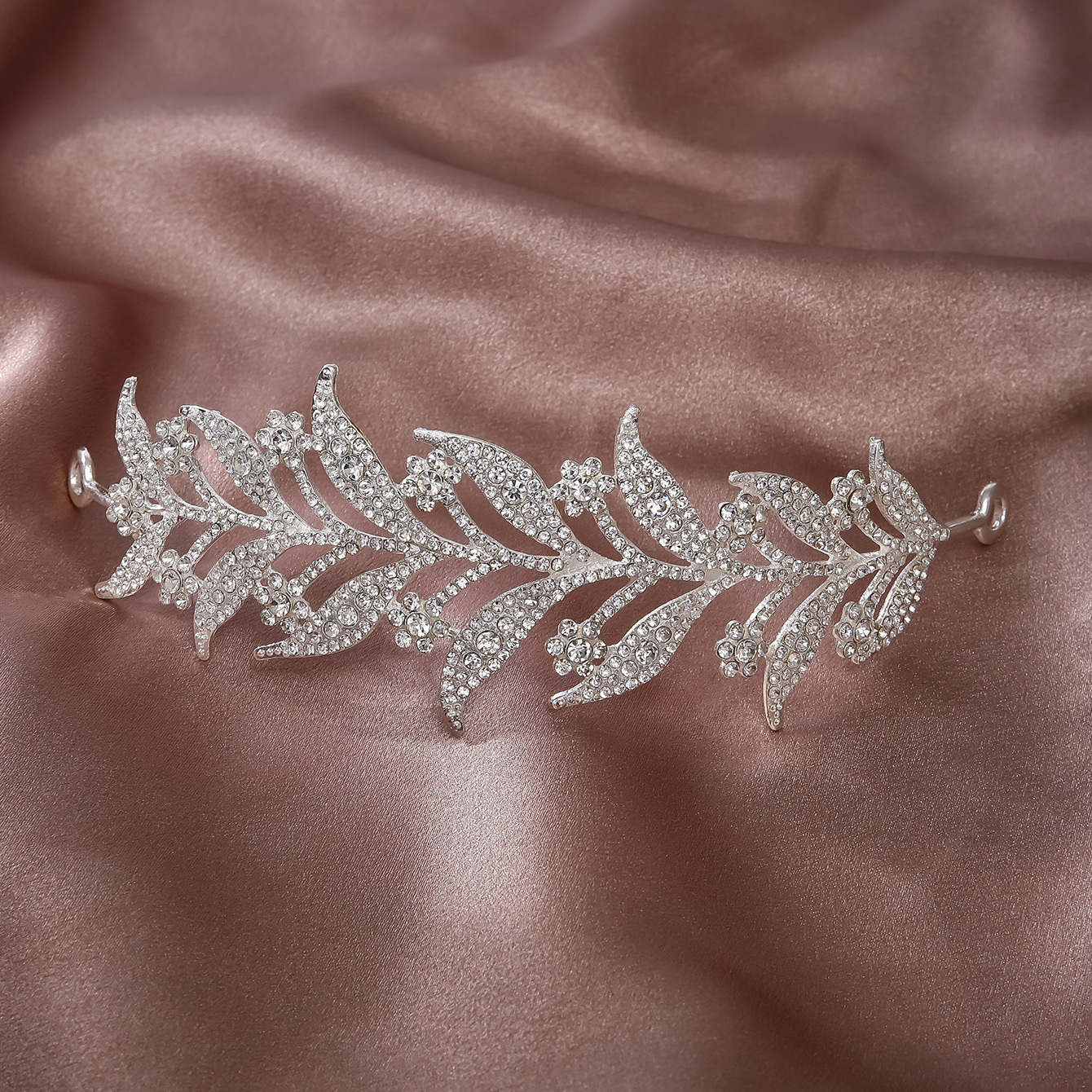 韩版时尚新娘王冠合金镶白色水钻新娘皇冠头饰树叶造型婚庆配饰详情10