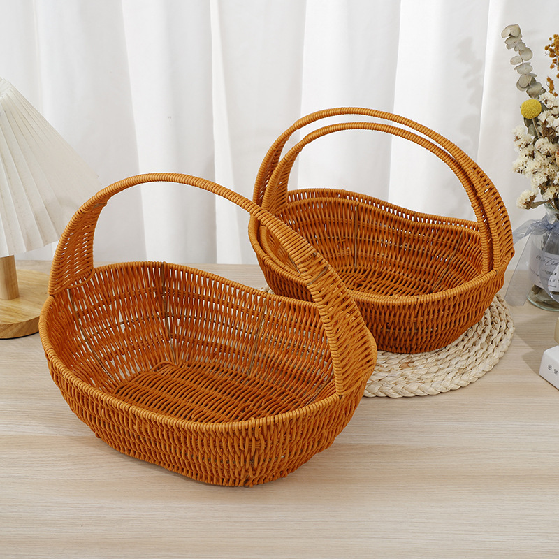 New imitation rattan woven hand-held flower baskets, souvenir flower baskets, flowerpot flower baskets, and garden flower baskets are available for wholesale from the manufacturer pic 2