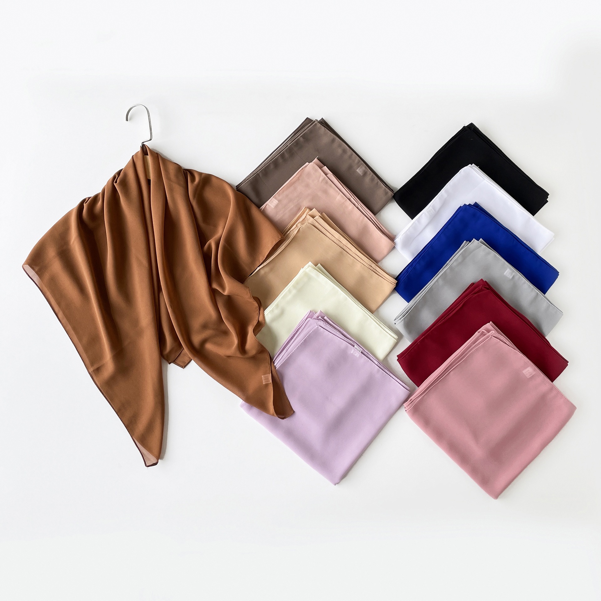 Pañuelo de seda monocolor de verano 90 gasa perla pañuelo de color sólido malay hijab asia sudoriental pañuelo de mujer cubierta hui pic 6