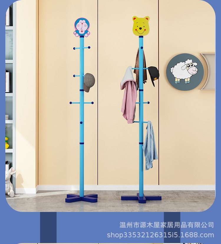 卡通儿童衣帽架实木宝宝卧室创意可爱挂衣架落地简约现代衣服架详情9
