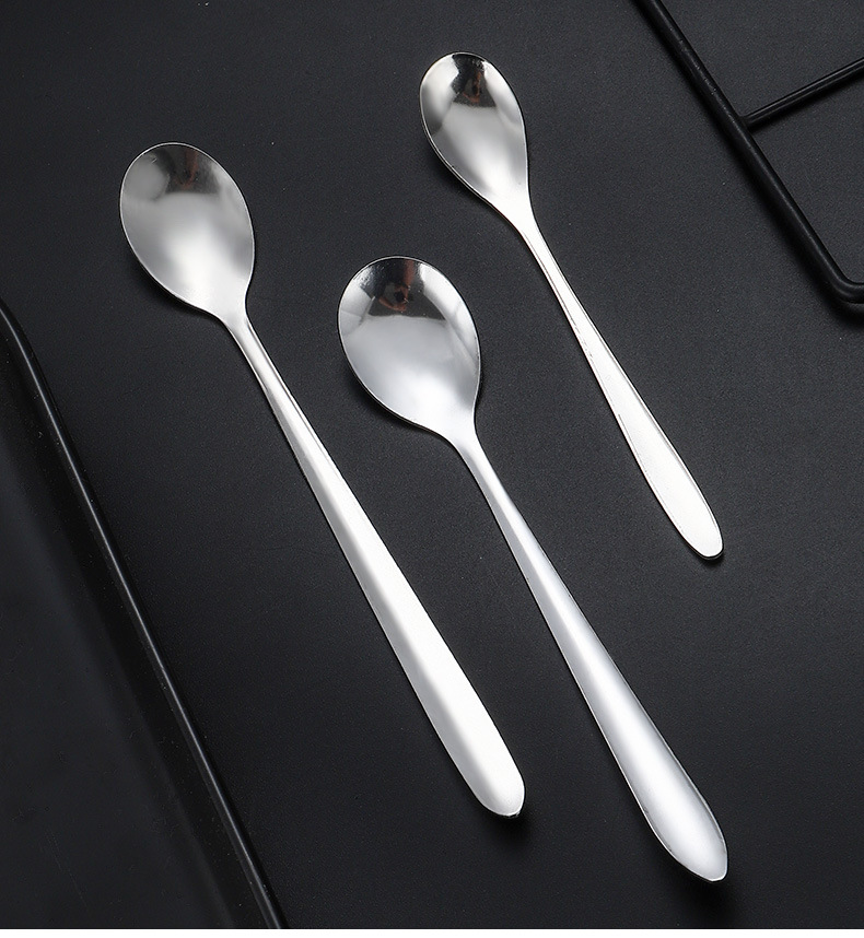 尖尾日韩不锈钢餐具蜂蜜长柄搅拌咖啡勺甜品茶勺冰勺礼品激光logo详情10