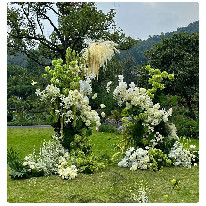 白绿色森系仿真花婚庆用花绿色地排花材婚礼仿真绿植户外假花布置详情3