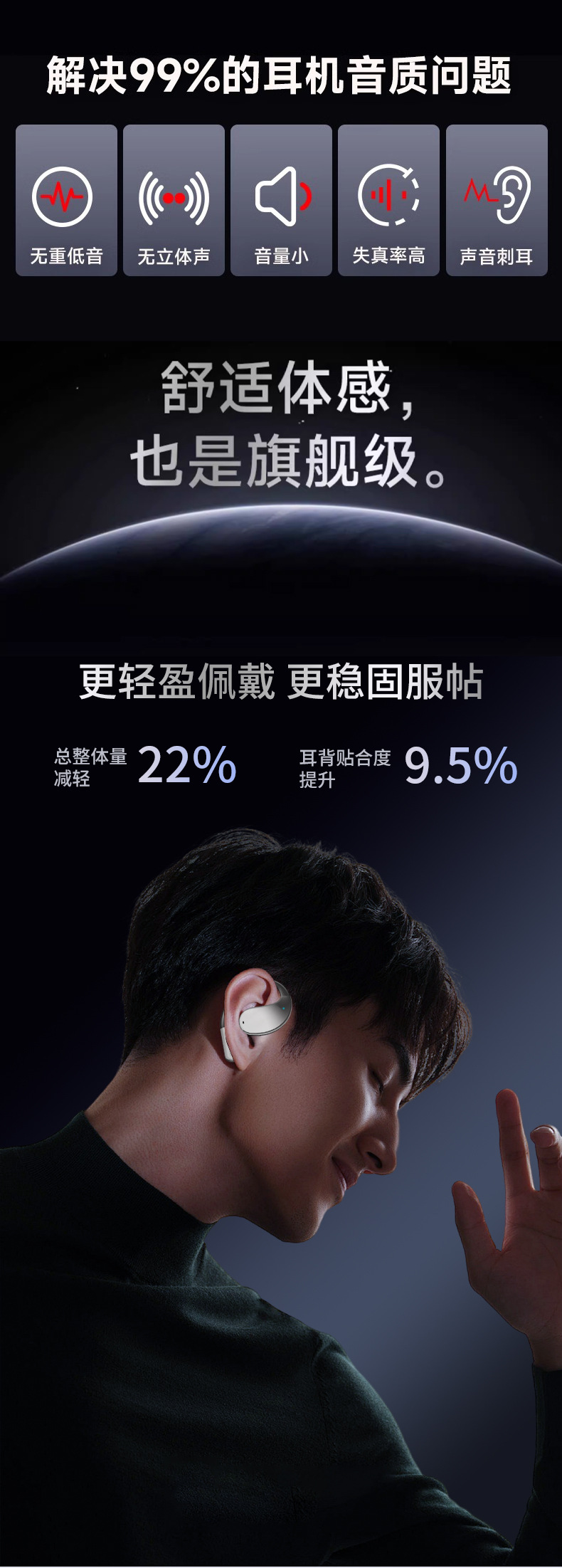 Estilo explosivo Ai traductor auriculares abiertos OWS no en el oído auriculares bluetooth inalámbricos Q39 auriculares deportivos colgante de la oreja pic 5