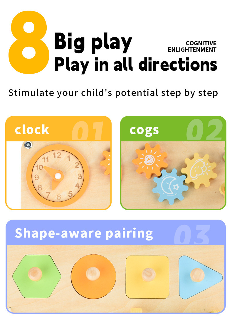 跨境桌面忙碌板忙碌桌木质多功能游戏台1-2岁儿童早教绕珠玩具详情19