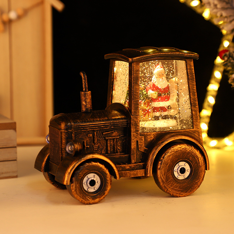 New Christmas steam car decoration: Glowing water-filled small wind lamp, desktop ornament, replaceable battery, music box pic 5