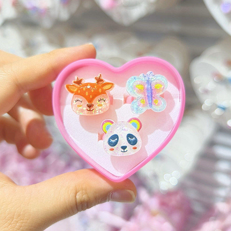 【可以】新品卡通戒指3支套装可爱公主宝石戒指玩具儿童戒指批发详情20