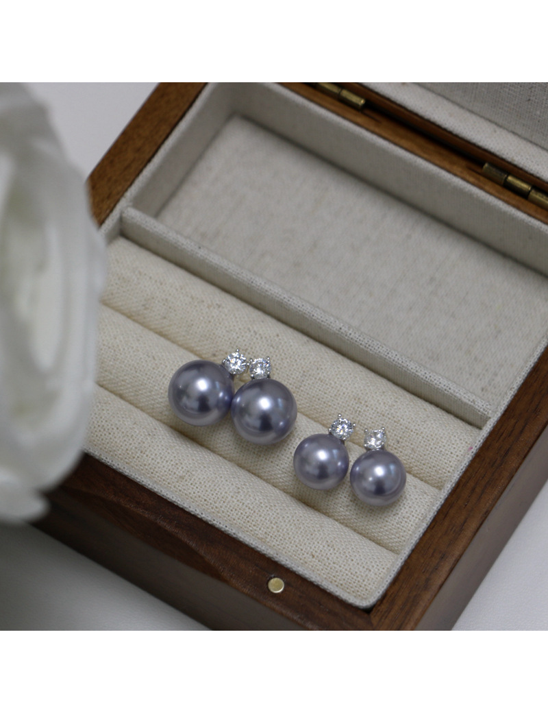 2024 Little Sweet Potato, Australian White, True Hemp, Lavender 5A, Zircon, Princess Diana, Shi Family Pearl 925, Pure silver Stud earrings, perfectly round pic 19