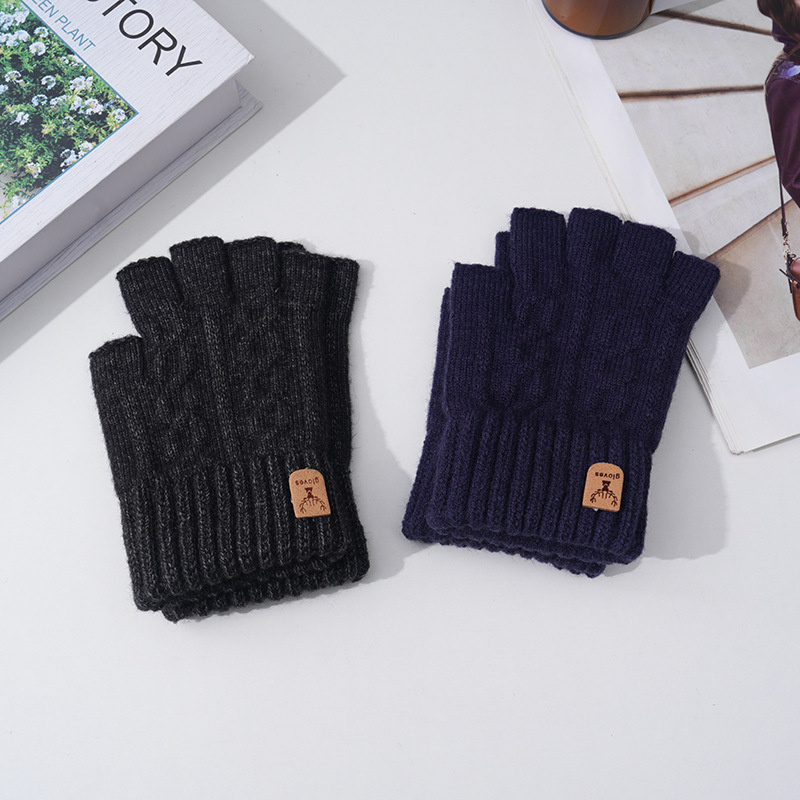 Alpaca wool half-finger gloves for outdoor cycling in autumn and winter are warm, windproof, breathable, portable and simple, providing warmth and protection against the cold pic 3