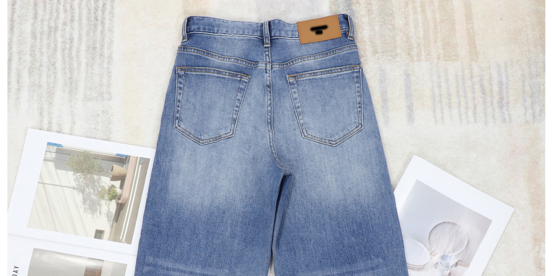 C brand straight-leg jeans for women, blue, versatile, fitted, high-waisted, flared nine-inch trousers for women 2026 early Spring pic 7