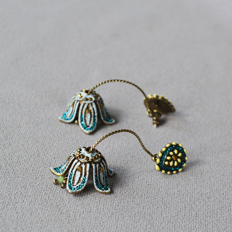 中餐厅姜研同款花朵流苏耳钉女复古轻奢优雅波西米亚小众耳环耳饰详情3