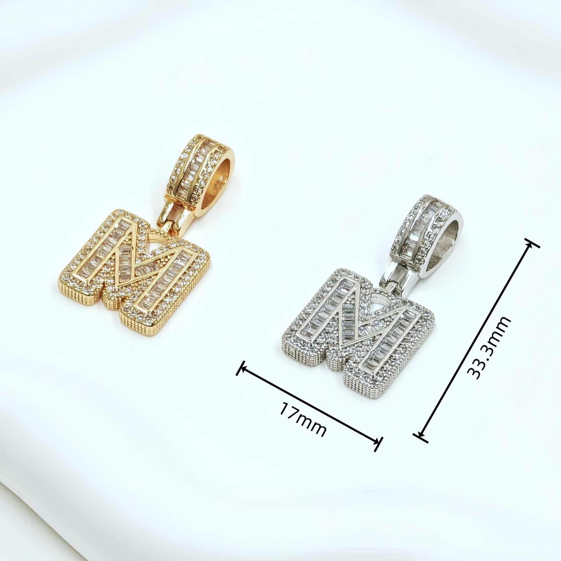 跨境欧美热卖铜镶锆石时尚个性嘻哈26个冰糖字母吊坠项链饰品批发详情27