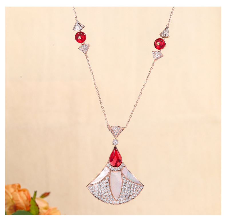 24年新款扇形设计小众设计高级感套装项链女跨境热卖饰品工厂批发详情8