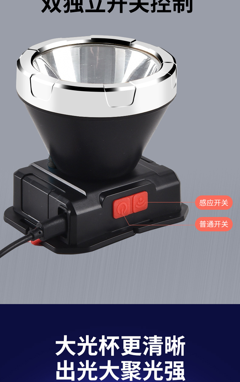 Inductive headlamp, strong outdoor long-range shooting, fishing, night riding, led rechargeable, bright, household head-mounted flashlight pic 5