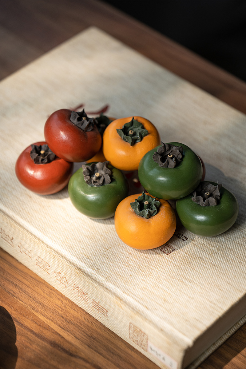 Yixing purple clay tea pet persimmon ornaments, tea toys that can be cultivated, sculptures, tea set accessories, handcrafted color-changing, everything goes well wholesale pic 16