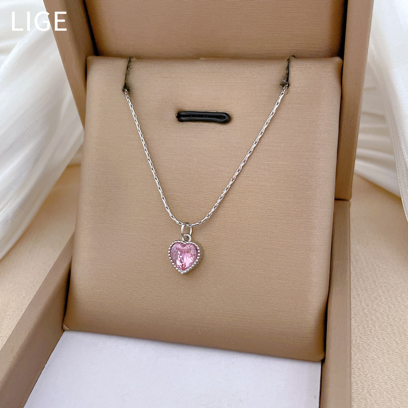 【通体钛钢】爱心不锈钢极简炉内真金项链女ins网红锁骨链配饰品详情6