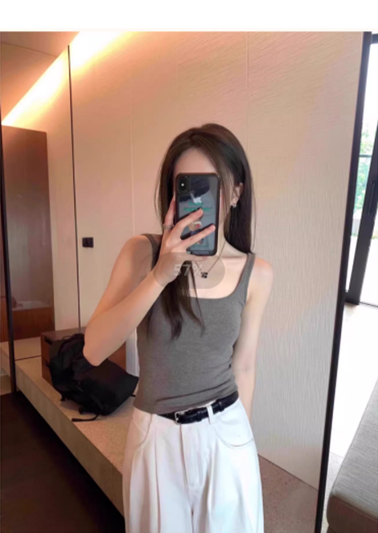 新款白色方领带胸垫吊带背心女夏季遮副乳内搭外穿修身显瘦百搭详情14