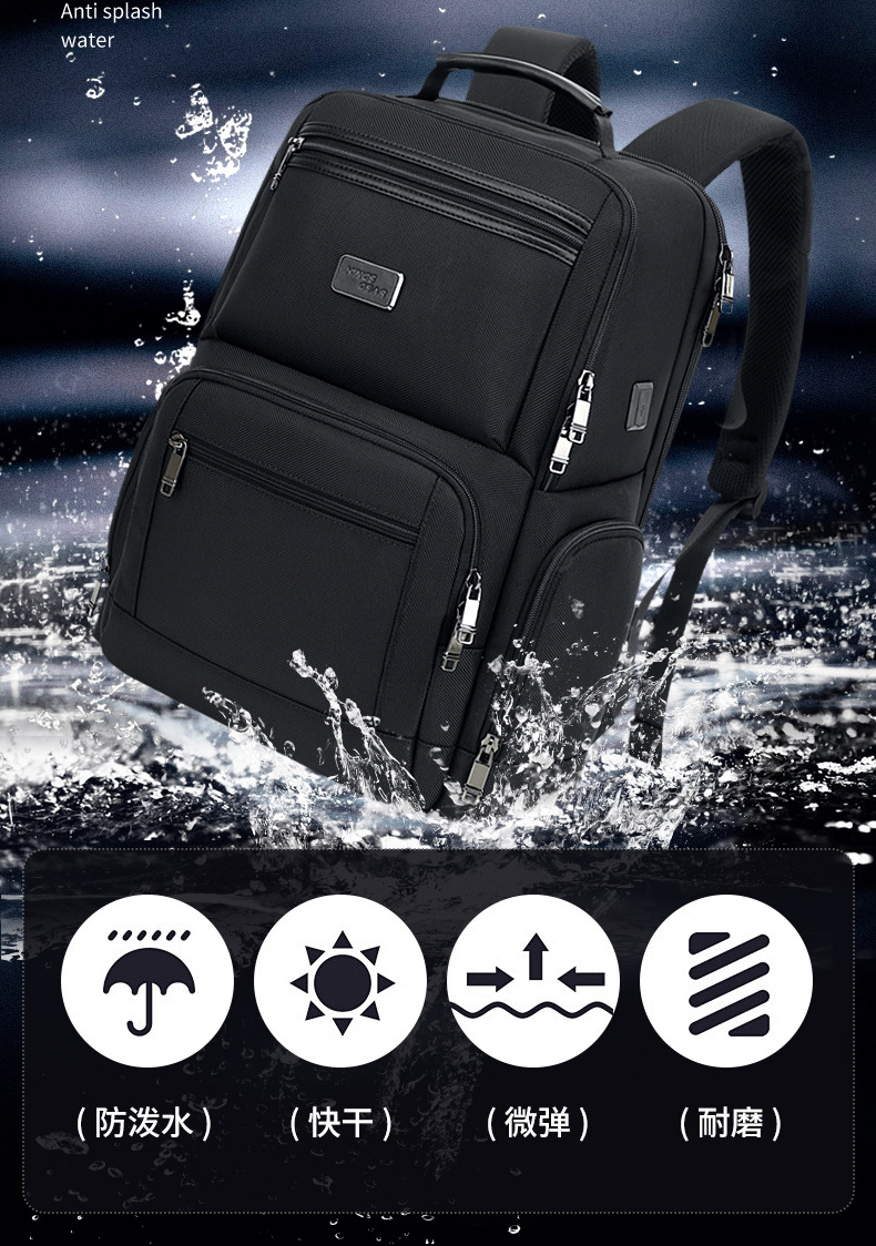 批发跨境总裁双肩包背包电脑包商务通勤大容量出差旅行包学生书包详情16