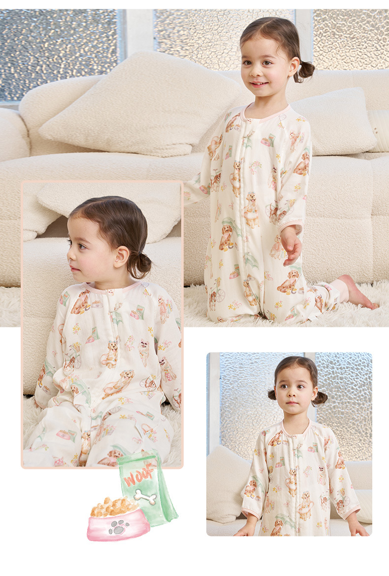 Andan Spring/Summer new infant sleeping bag, seven-quarter sleeve double-layer bamboo cotton baby split sleeping bag, air-conditioned room anti-kick blanket pic 20
