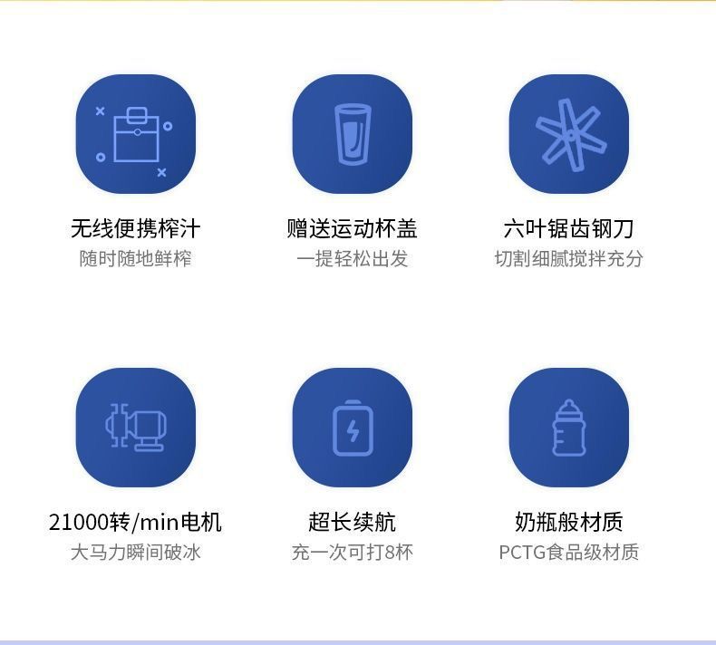 跨境便携式充电小型家用学生多功能果汁榨汁器 榨汁杯新款 榨汁机轻巧易携带详情3