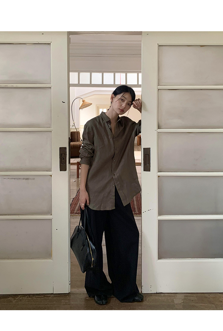 clean 慵懒舒适亚麻衬衣女2025十三行春季新款韩版时装衬衫 52271详情38
