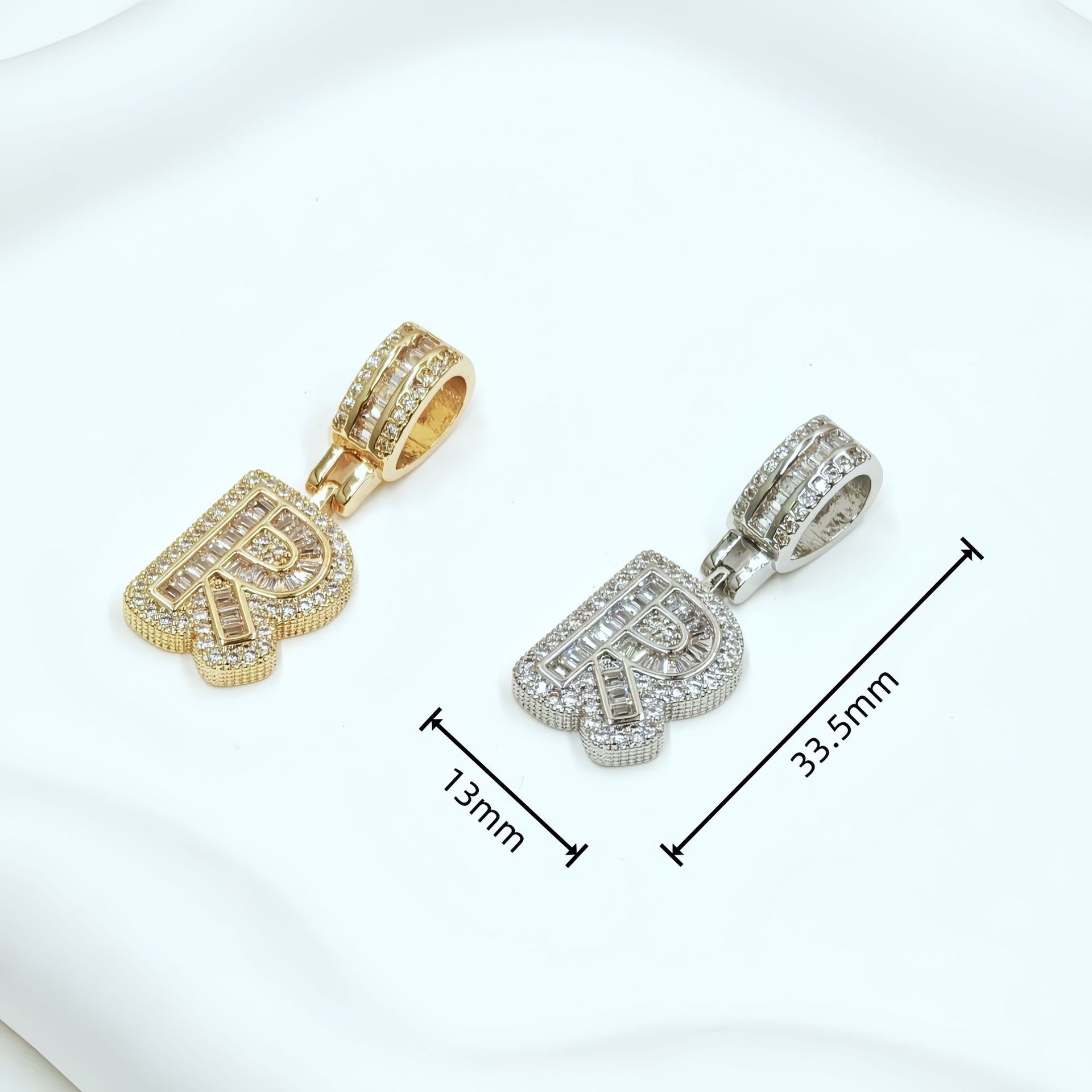 跨境欧美热卖铜镶锆石时尚个性嘻哈26个冰糖字母吊坠项链饰品批发详情6