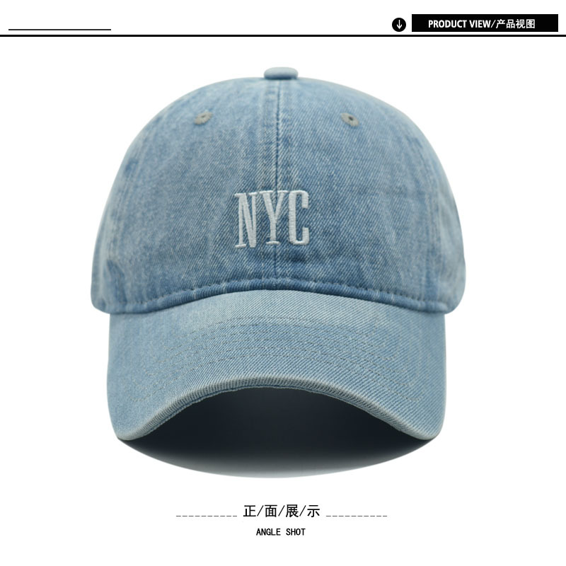 外贸NYC刺绣男女复古鸭舌帽 水洗牛仔棒球帽 绣花做旧户外遮阳帽 成人帽款时尚潮流详情2