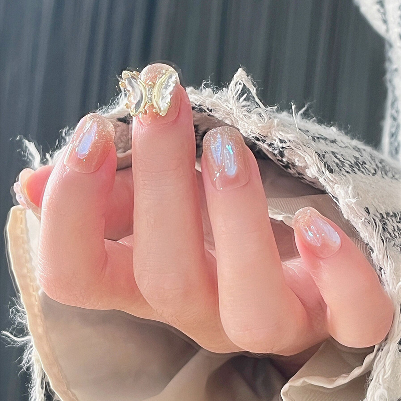 Wholesale of handcrafted wearable nails for Internet celebrities, medium and long heart-shaped diamond nail nail plates, nail patches, false nails, jelly glue pic 35