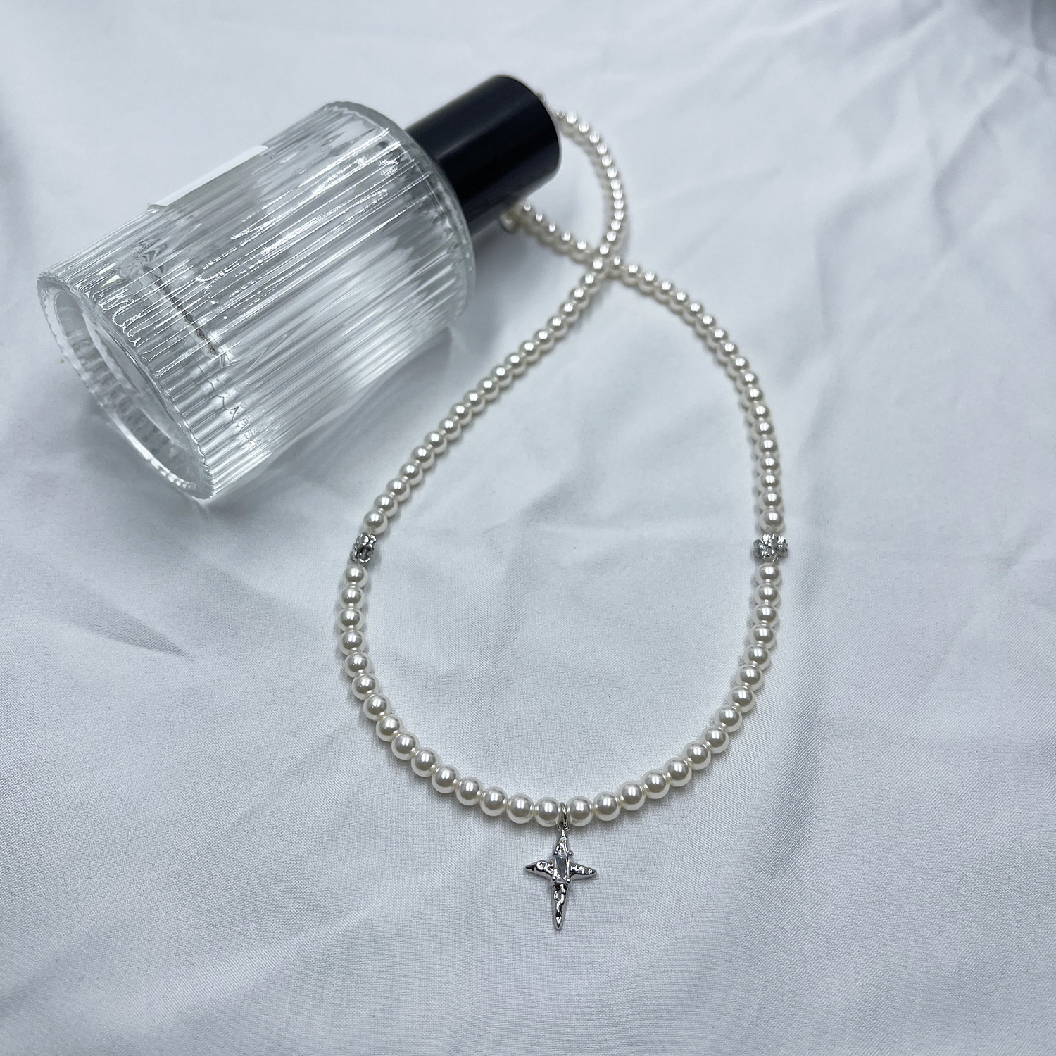 2024新款不掉色星芒吊坠施家珍珠项链爆款简约颈链精致闪亮百搭详情3