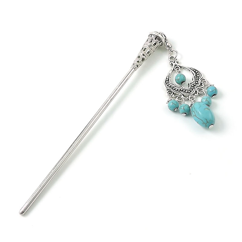 民族风波西米亚饰品苗族苗银带坠舞台演出发簪发钗发饰头饰簪子详情11