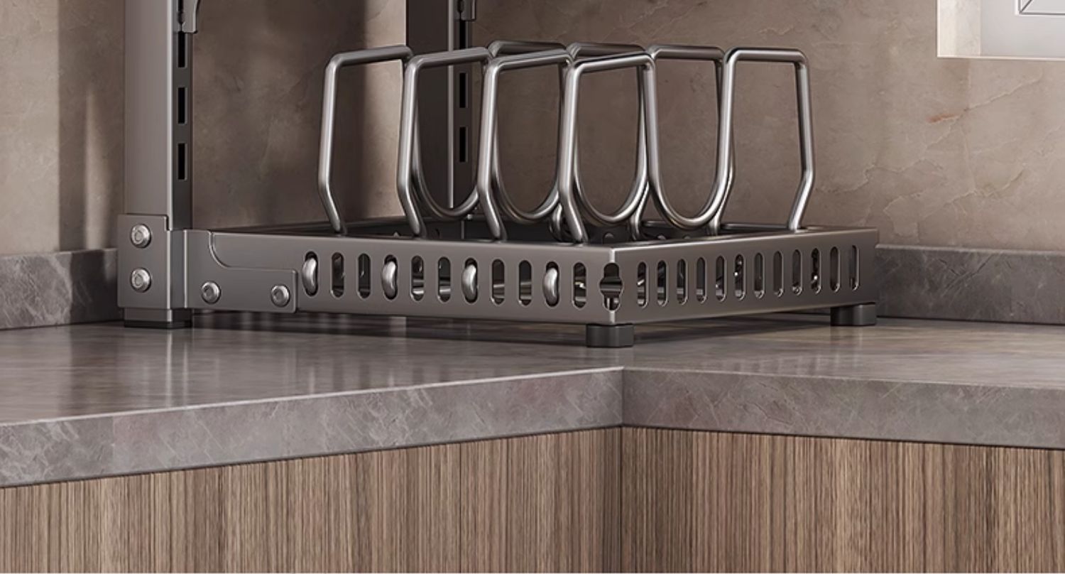 水槽下锅具置物架台面双杯放锅架跨境大锅平底锅收纳橱柜多层收纳详情29