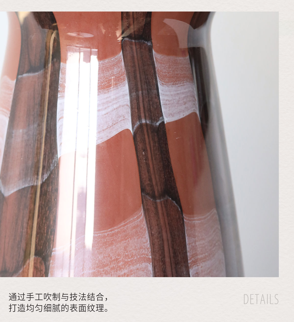 高级感条纹玻璃花瓶中古风客厅摆件玄关餐桌简约艺术插花器皿详情7