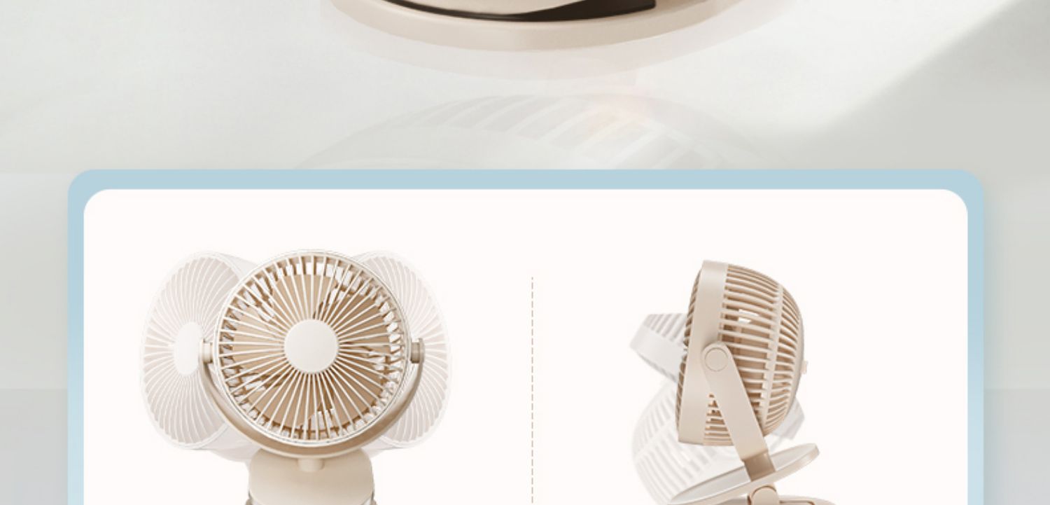 Emmett clip-on small fan for student dormitories, USB charging clip-on fan, mini portable baby stroller, office desktop pic 11