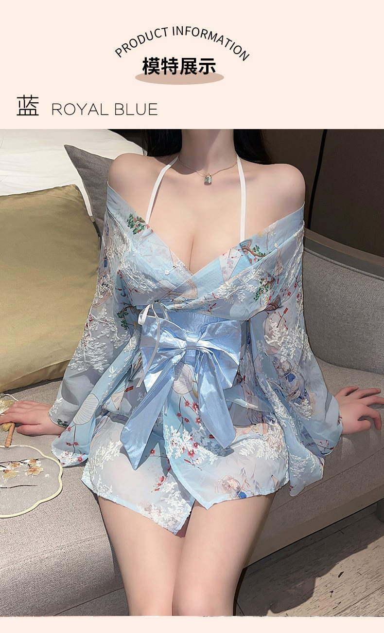 寝慕情趣内衣和服浴袍套装制服诱惑印花日系蝴蝶结性感睡衣316详情6