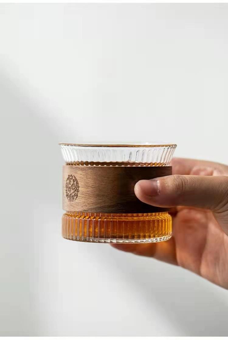 日式竖纹玻璃茶杯防烫隔热茶具泡茶公道杯茶器个人主人杯功夫茶详情6