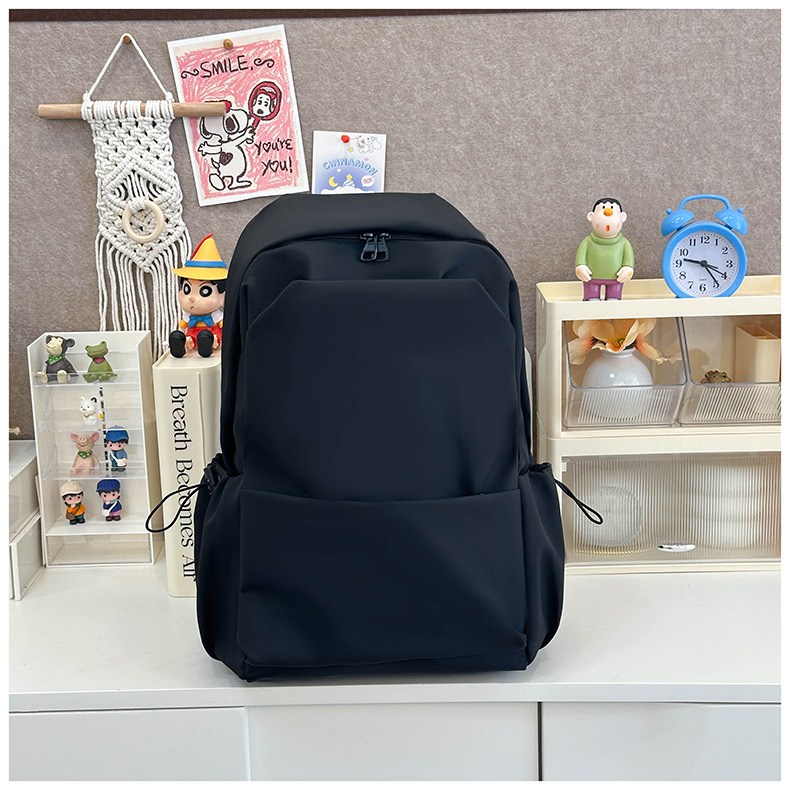 New large-capacity solid color backpacks for girls in foreign trade, simple and elegant school bags for junior and senior high school students pic 11