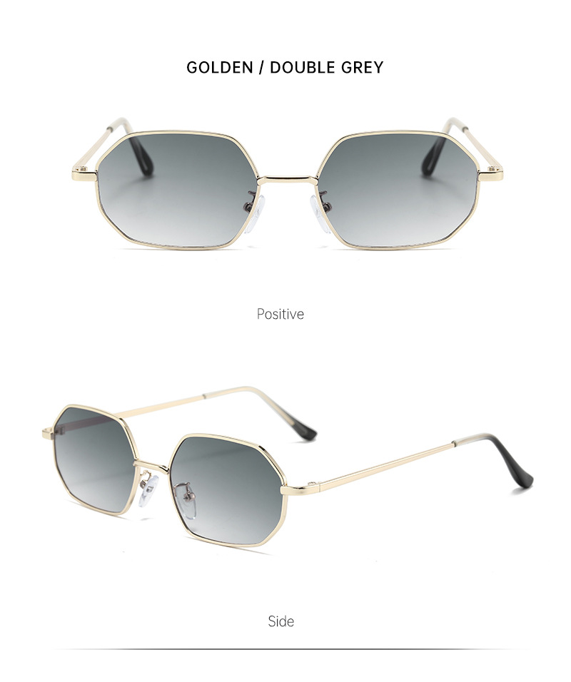 Polygonal metal small-framed sunglasses for both men and women, with a high-end retro look. They are suitable for street photography on the beach and offer UV protection pic 15