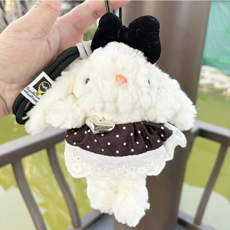 多巴胺格子长耳兔包包挂件小饰品可爱钥匙扣公仔玩偶兔子毛绒玩具详情2